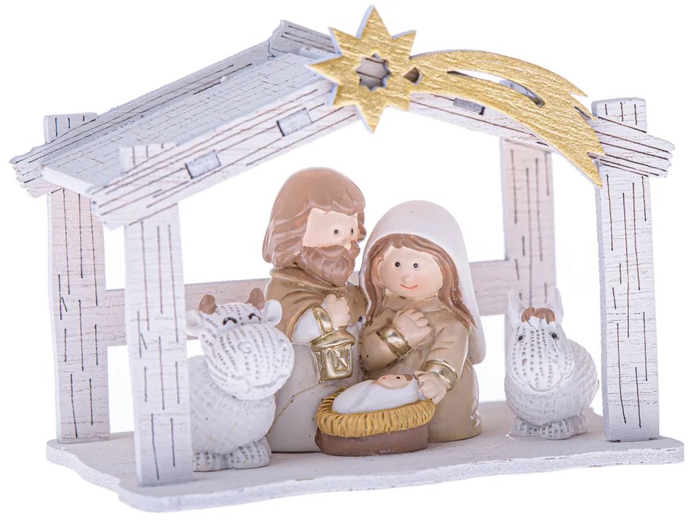 Karácsonyi betlehem kométával 9,5 x 7,2 x 6 cm,fehér