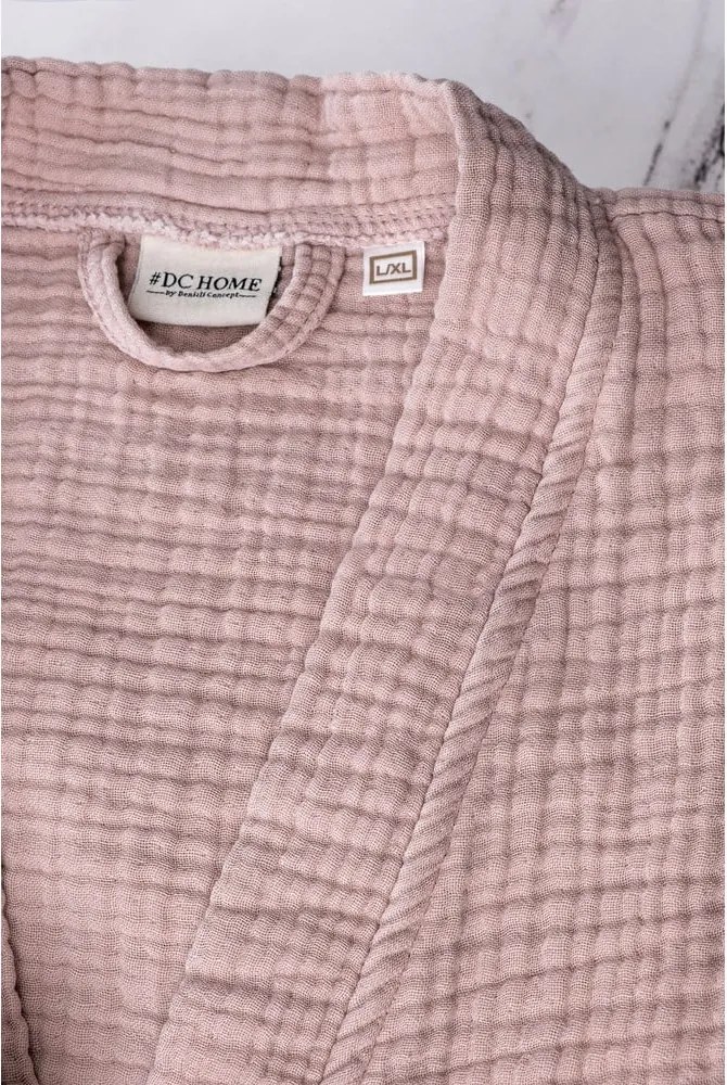 Rózsaszín muszlin fürdőköpeny S/M Kimono – Foutastic