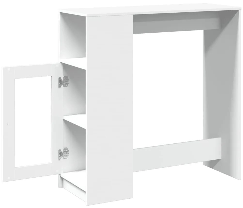 fehér szerelt fa tárolórekeszes bárasztal 101 x 40 x 103,5 cm