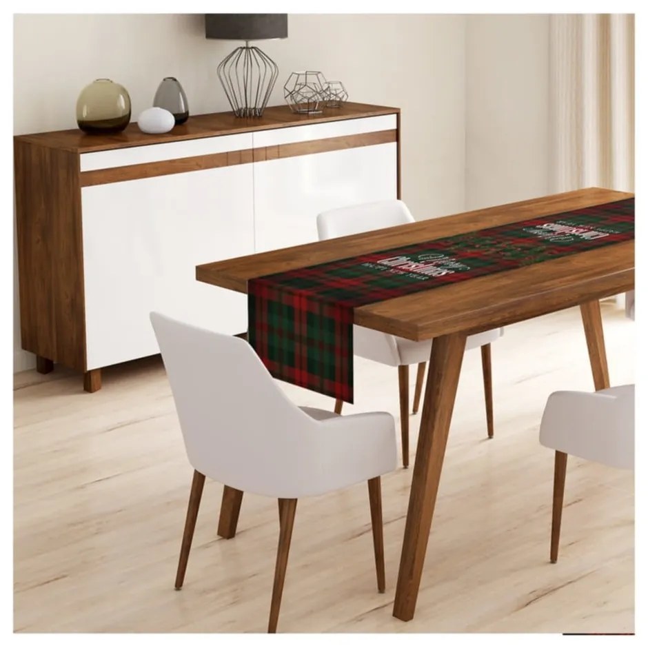 Tartan Christmas 4 db karácsonyi párnahuzat és asztali futó szett - Minimalist Cushion Covers
