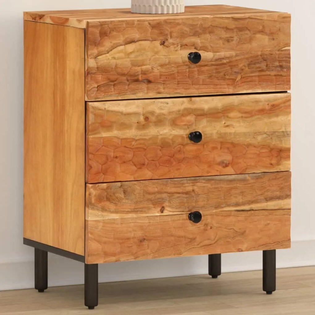 Tömör akácfa és szerelt fa éjjeliszekrény 50 x 33 x 60 cm