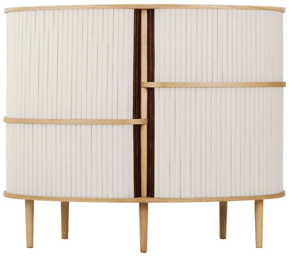 Bézs-natúr színű szekrény tolóajtóval, tölgyfa dekorral 120x100x50 cm Audacious – UMAGE