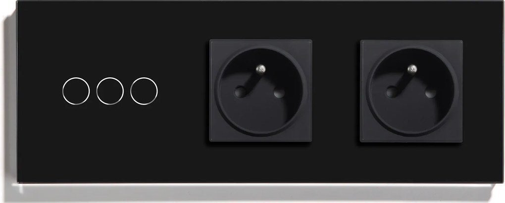 Érintőkapcsoló Tripla 3K Dupla Aljzat Üveg Kapcsoló