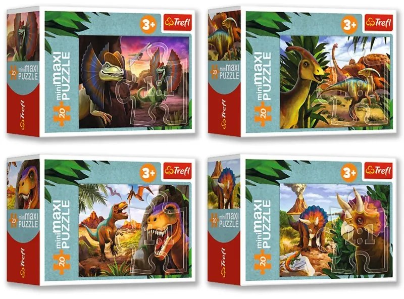 Mini puzzle - Ismerd meg a dinoszauruszok világát - 4 db-os készlet