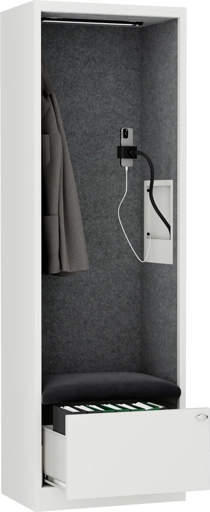 Sally 600mm korpus Biały - siedzisko Ciemnoszary