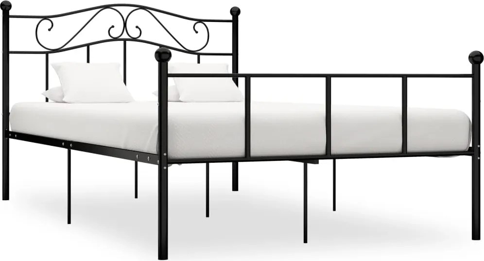 vidaXL fekete fém ágykeret 160 x 200 cm