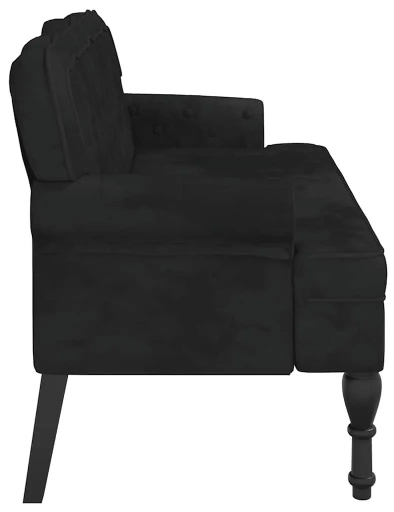 fekete bársony pad háttámlával 119,5 x 64,5 x 75 cm