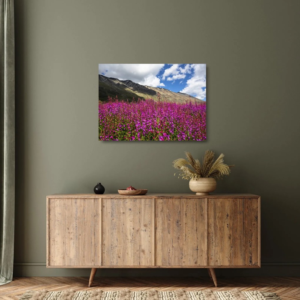 Hegyi rét tája (üvegen) (70x50 cm)