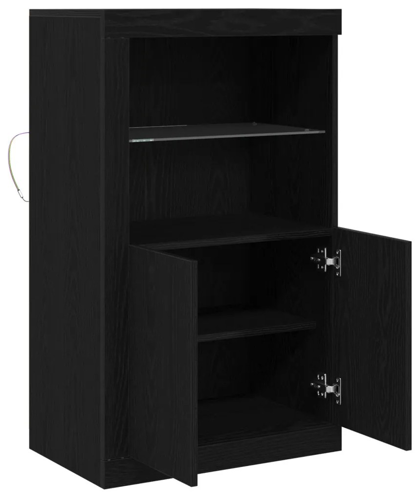 LED világítással ellátott fekete tölgyelő szekrény 60,5x37x100 cm
