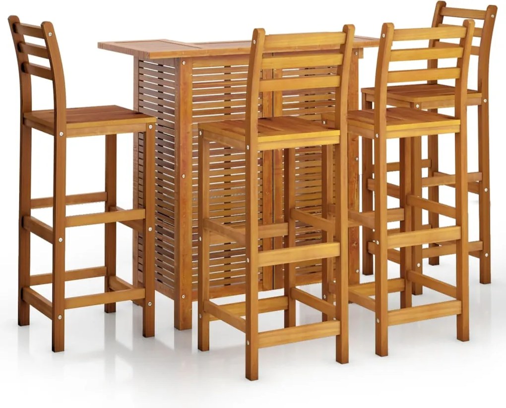 vidaXL 5 részes tömör akácfa kerti bárgarnitúra