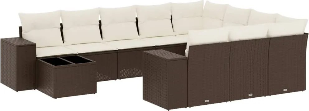 vidaXL 11 részes barna polyrattan kerti ülőgarnitúra párnákkal