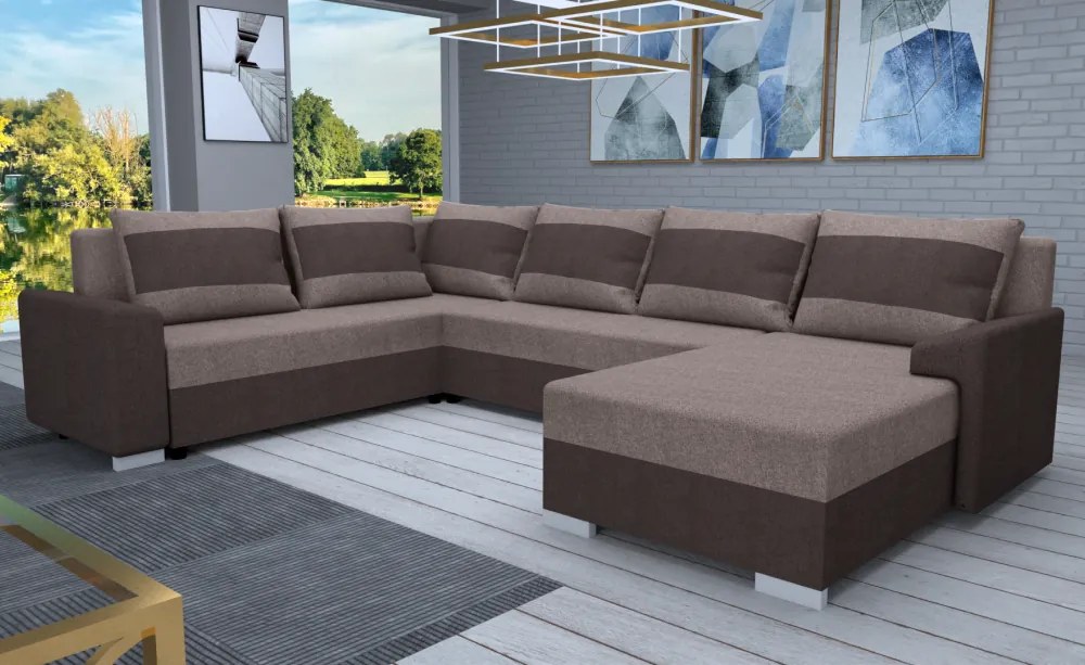 Univerzális ülőgarnitúra, sötétbarna/világosszürke Taupe, ANDRES U UNI