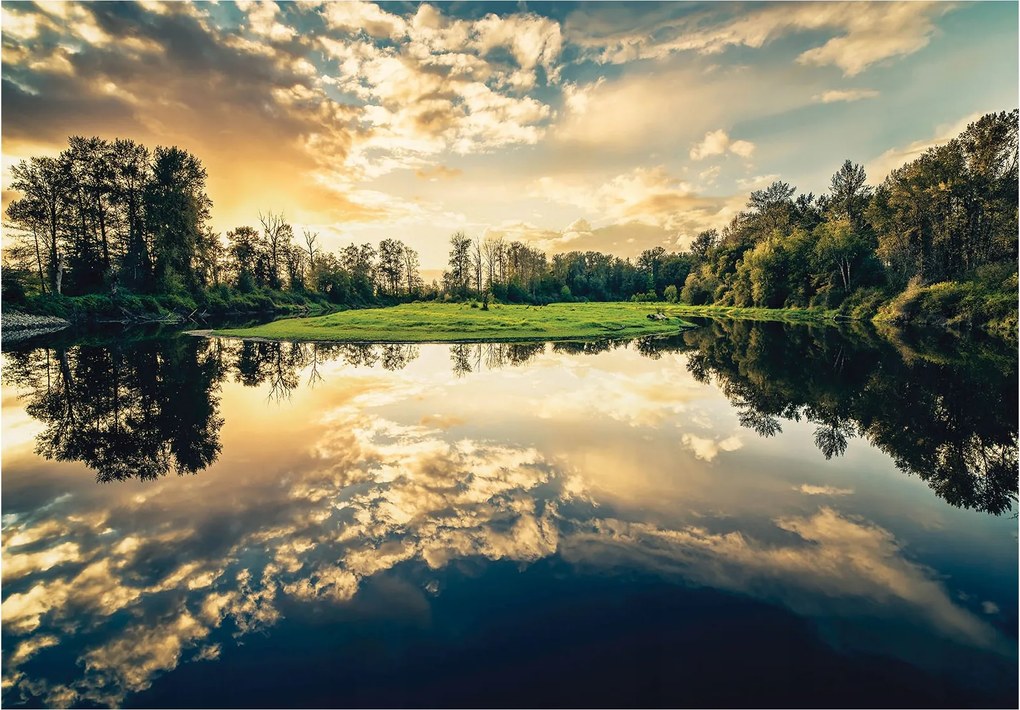 Fotótapéta Nyugalom tó naplemente folyó panoráma erdő 416x254 +ragasztó