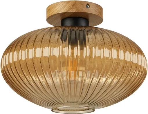 Mennyezeti lámpa MILOU WOOD 1xE27/15W/230V tölgy/füstbézs átm. 29 cm