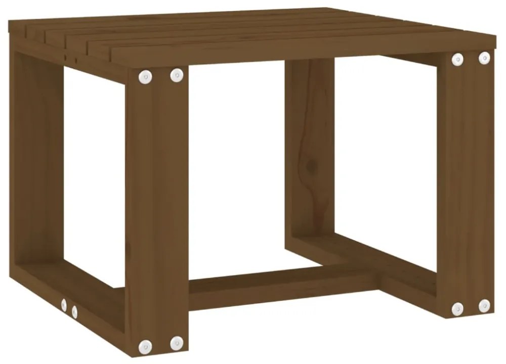 mézbarna tömör fenyőfa kerti kisasztal 40x38x28,5 cm