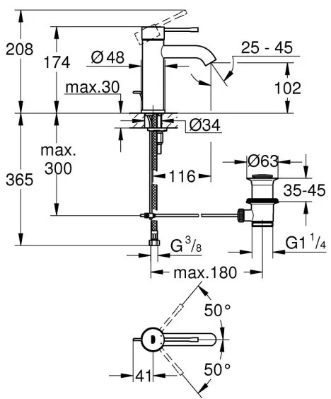 GROHE 23589DC1 - ESSENCE S méretű mosdócsaptelep, rozsdamentes acél