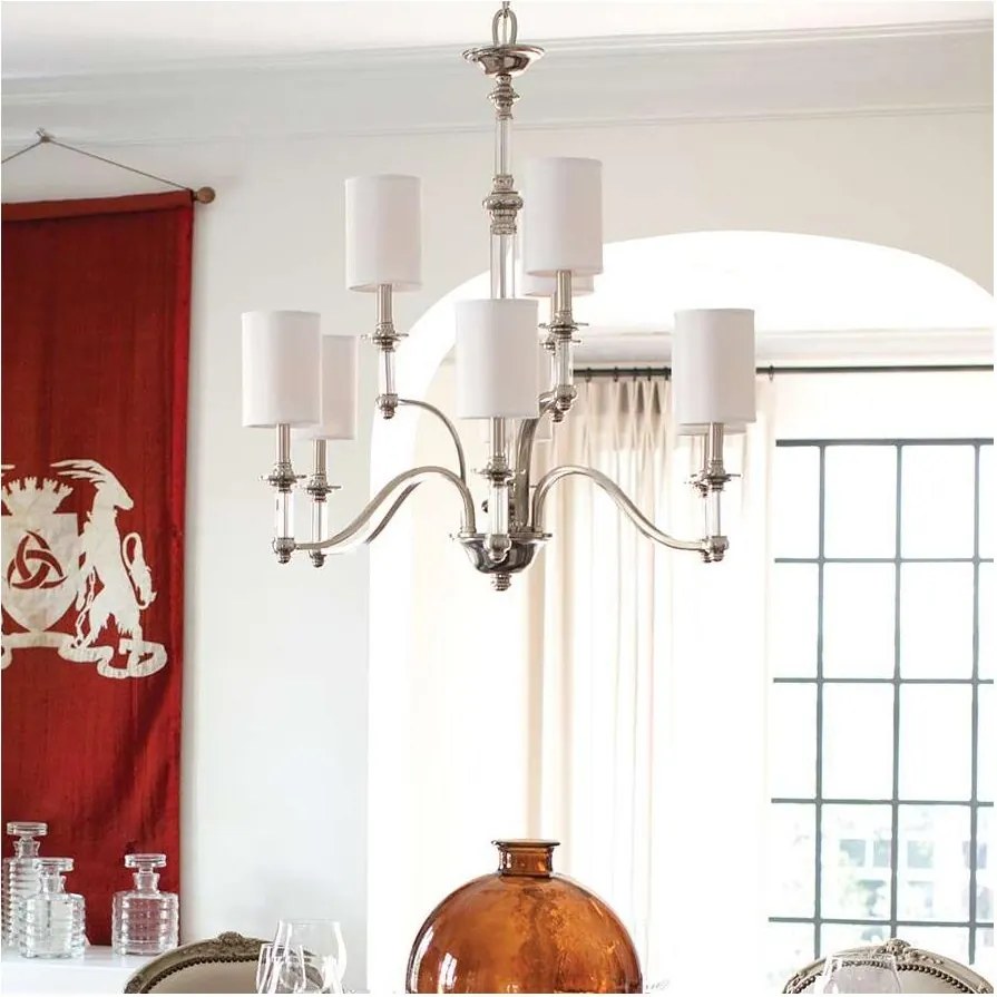 Hinkley HK-SUSSEX9 - Láncos csillár SUSSEX 9xE14/40W/230V matt króm