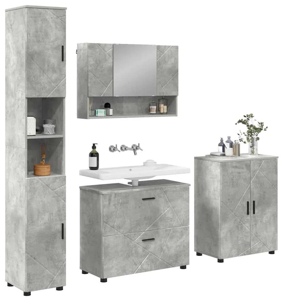 Fürdőszoba bútor szett 4 pcs Beton szürke 30 x 35 x 192 cm