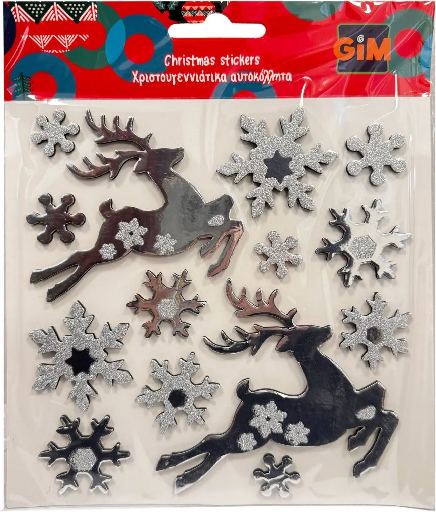 Karácsonyi Silver Deer csillámos matrica