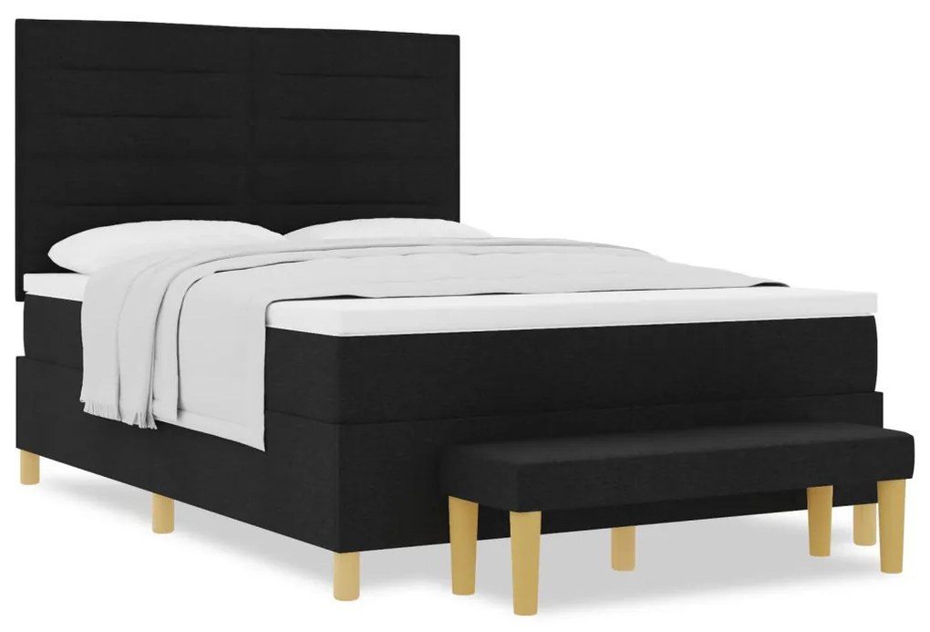 Box Spring Ágy Matraccal &amp; Pad Fekete 140x200 cm Szövet