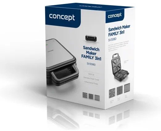 Concept SV3080 - FAMILY 3 az 1-ben pirító 1200W/230V fekete/acél