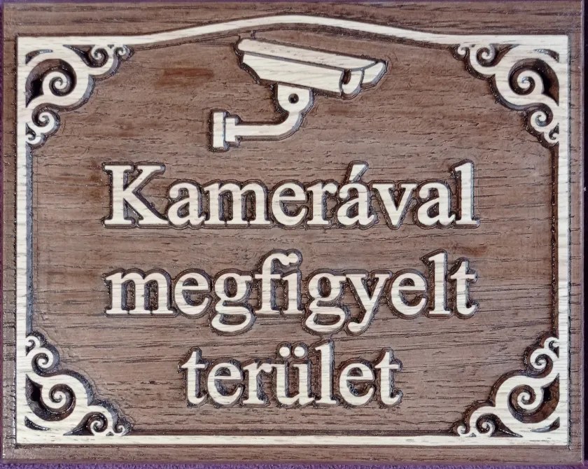 Kamerával megfigyelt terület fatábla 250x200 mm