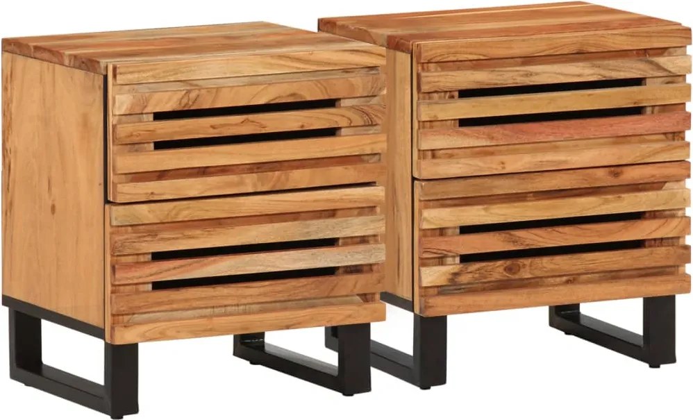 vidaXL 2 db tömör akácfa éjjeliszekrény 40 x 34 x 46 cm