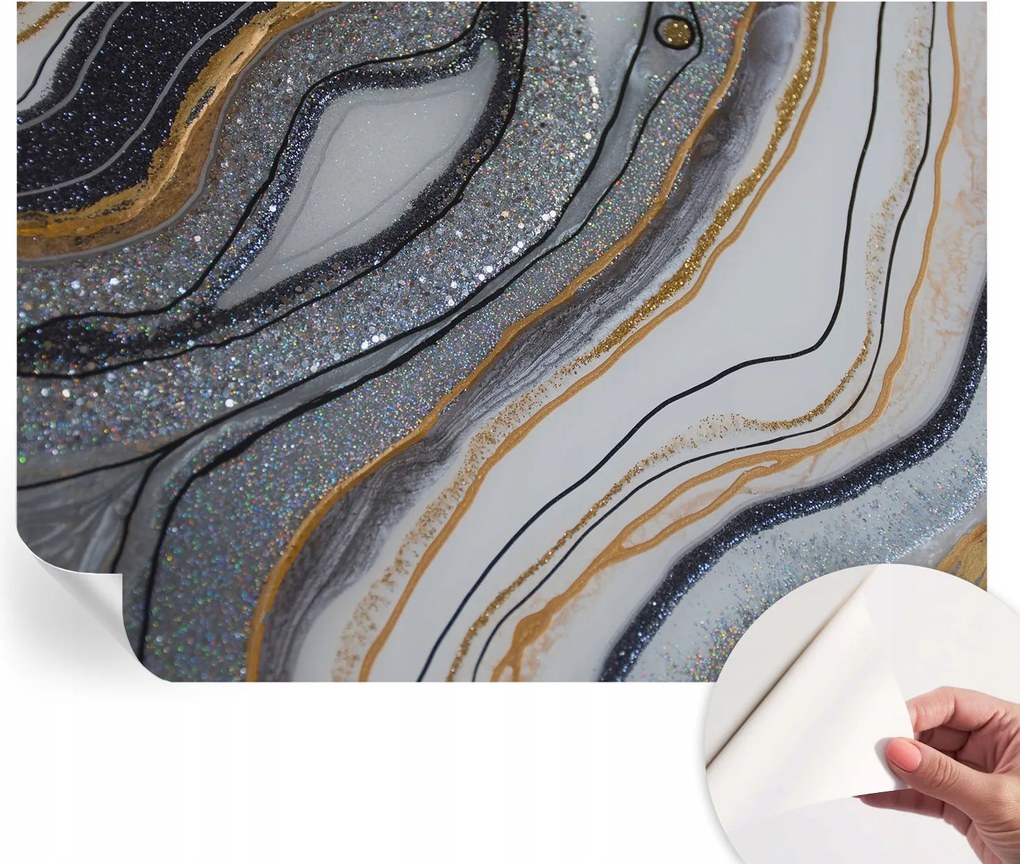 Öntapadós tapéta Fali furnér 3D hatás Kő hullámok 312x219 cm