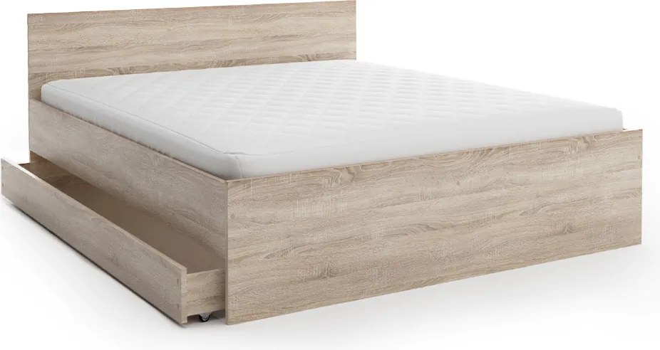 Ágy ELISA 180 x 200 cm, sonoma tölgy Ágyrács: Lamellás ágyrács, Matrac: Deluxe 10 cm matrac