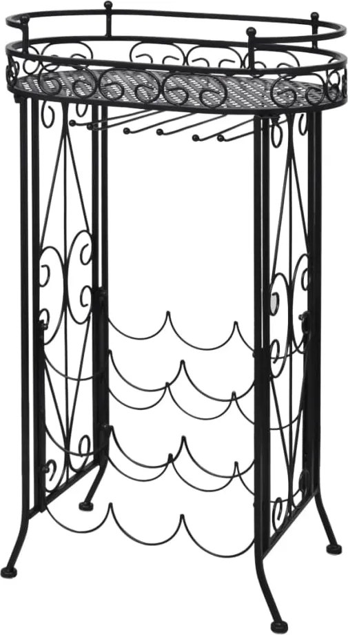 vidaXL fém bortartó állvány 9 palackhoz pohártartóval