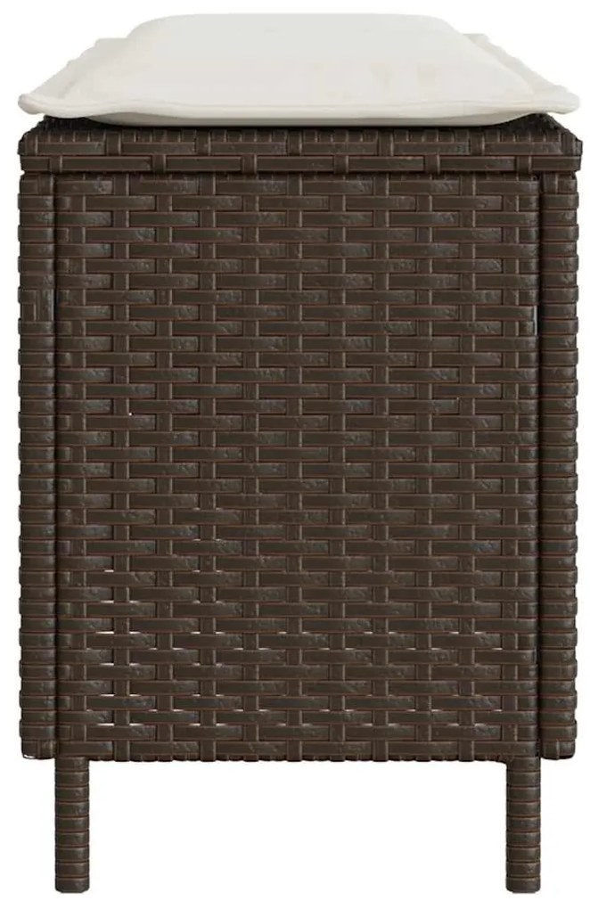 Barna polyrattan kerti pad párnával 110x30x40,5 cm