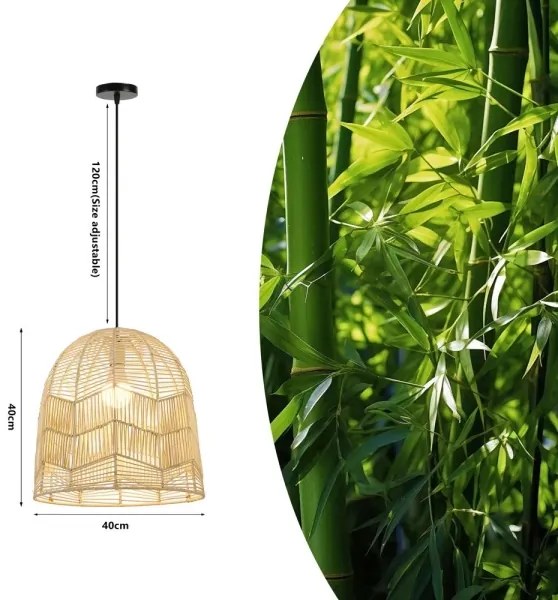 Immax 08262L - Csillár zsinóron PELO 1xE27/40W/230V átm. 40 cm rattan
