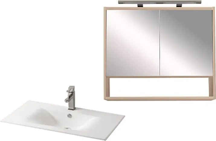 Luna 80 komplett fürdőszobabútor, Sonoma tölgy-Fehér