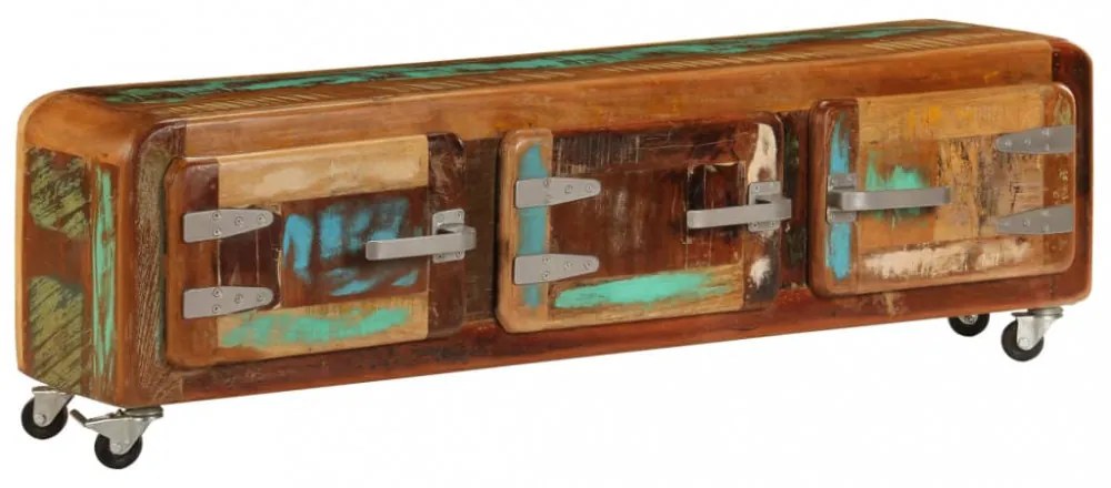 tömör újrahasznosított fa TV-szekrény 120 x 30 x 37 cm