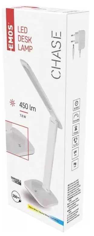 Fehér LED szabályozható asztali lámpa (magasság 37 cm) Chase – EMOS