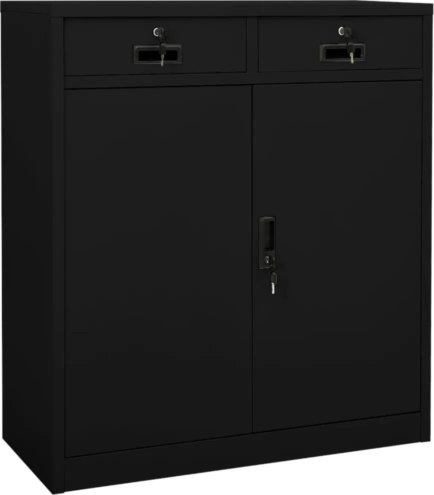 vidaXL fekete acél irodai szekrény 90 x 40 x 102 cm