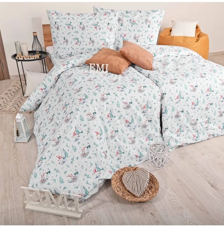 EMI Elfie karácsonyi pamut ágyneműhuzat, A standard egyszemélyes ágy szett tartalma: 1x 140x200 + 1x 70x90