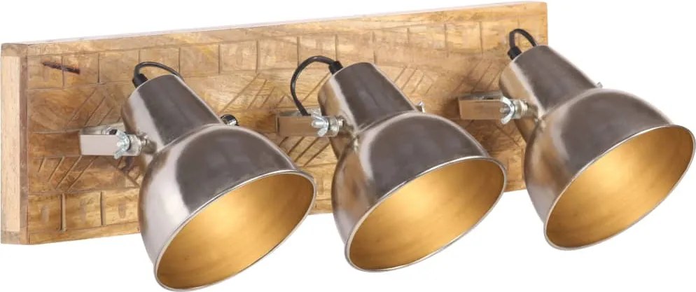 vidaXL ezüstszínű tömör mangófa ipari falilámpa 70 x 23 cm E27
