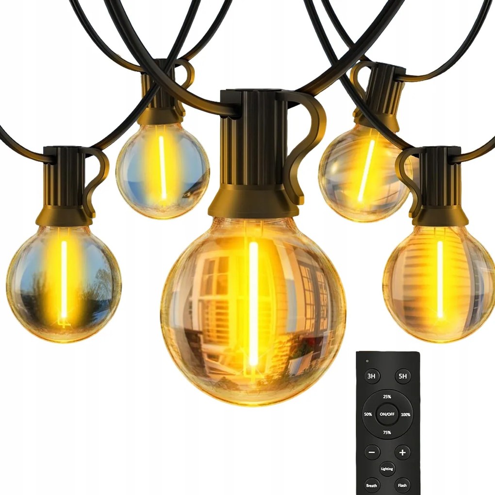 Kültéri Kerti Füzér Kerti Izzó Golyók Meleg Színű 20 méter