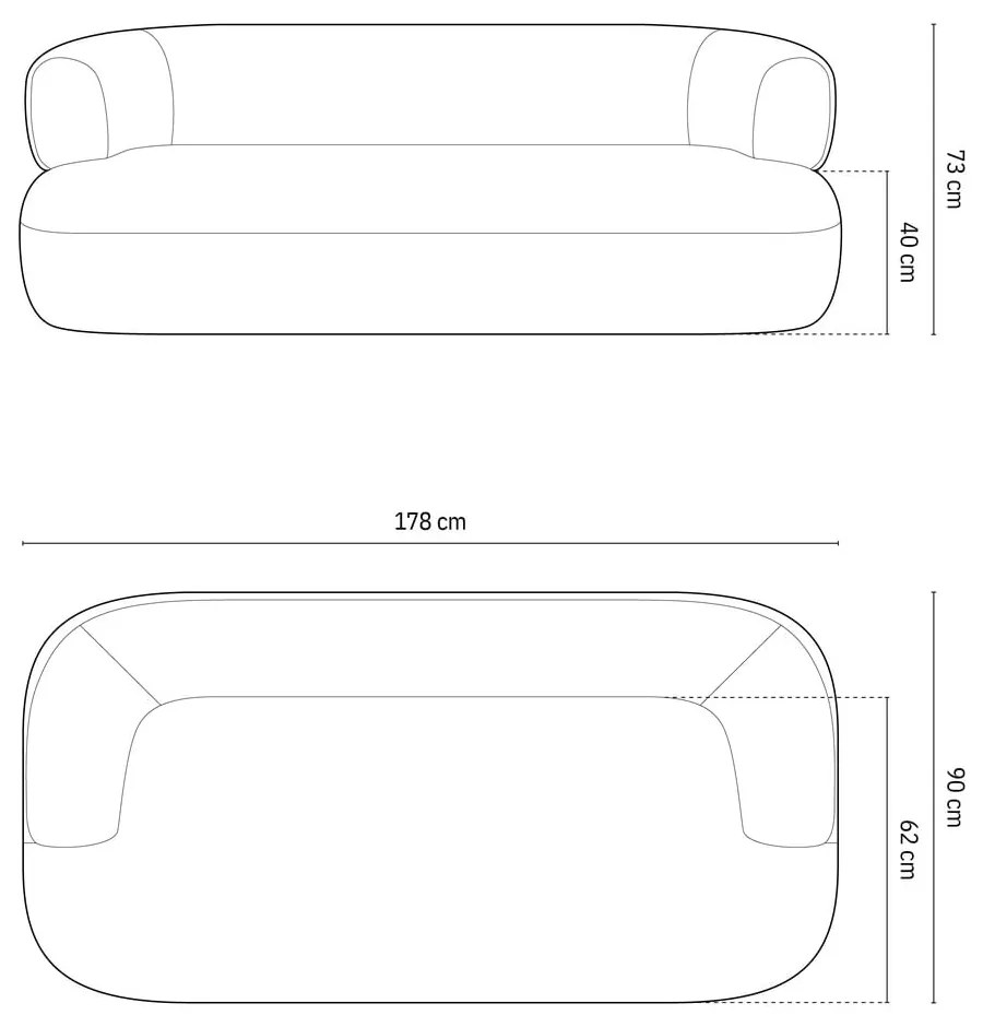 Zöld buklé kanapé 178 cm Jenny – Micadoni Home