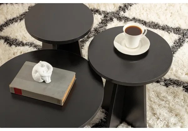 3 db LUME dohányzóasztal szett, átm. 28/33/43 cm, fekete