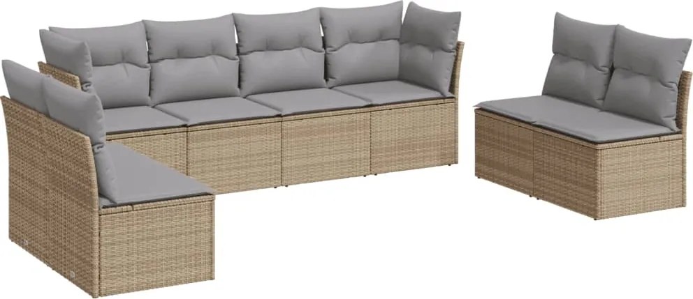 vidaXL 8 részes bézs polyrattan kerti ülőgarnitúra párnával