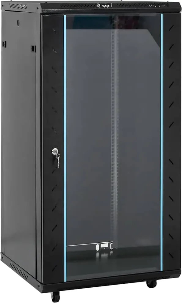 vidaXL fekete 22U hálózati szekrény 19" IP20 60 x 60 x 120 cm