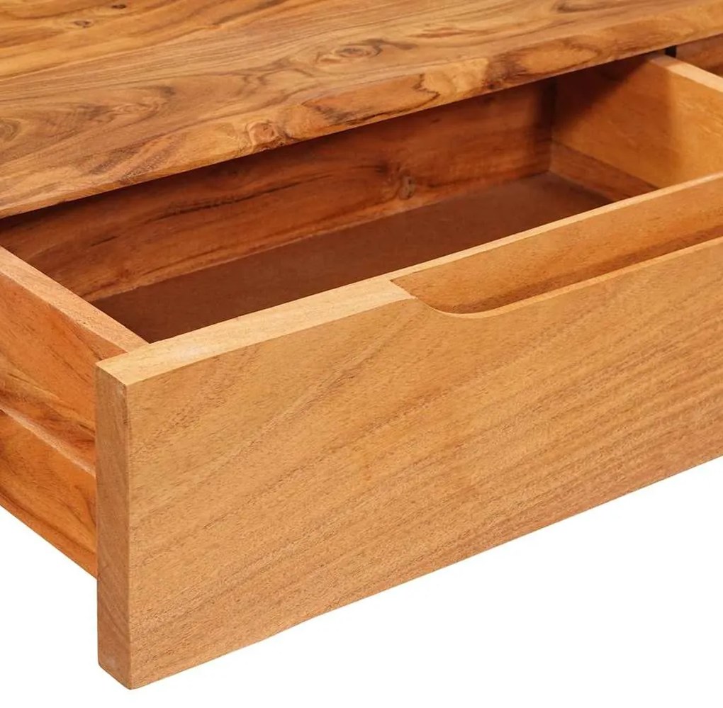 vidaXL Konzolasztal fiókkal Barna 110 x 30 x 80 cm Tömör Akácfa