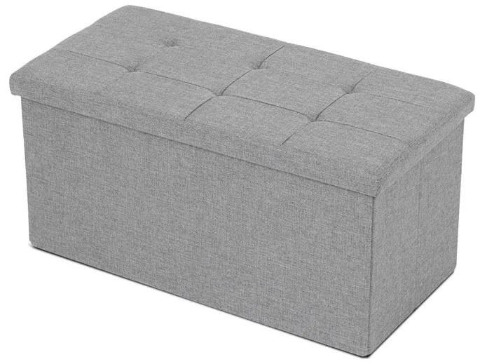 Tárolós Puff, Szürke Durva Szövet. TAB-462 GREY2
