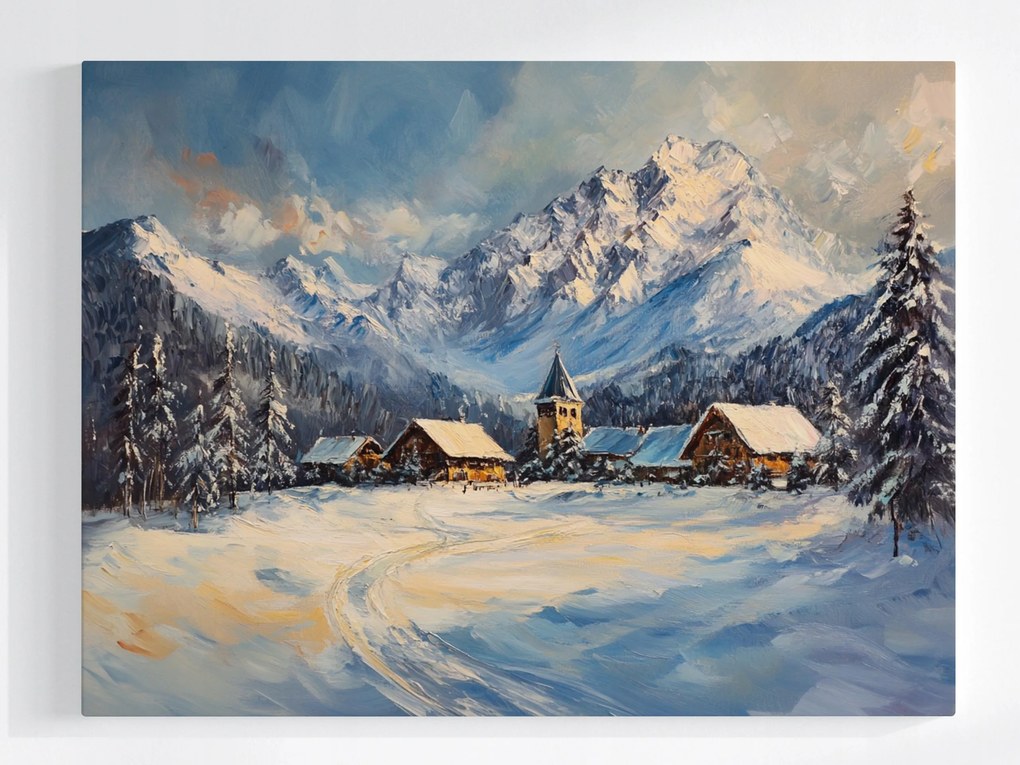 Poszter Kilátás Hegyek Tátra Falu Házak Település Tél Hó 80x60