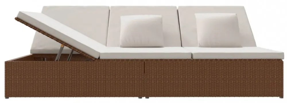 barna polyrattan átalakítható napozóágy párnákkal