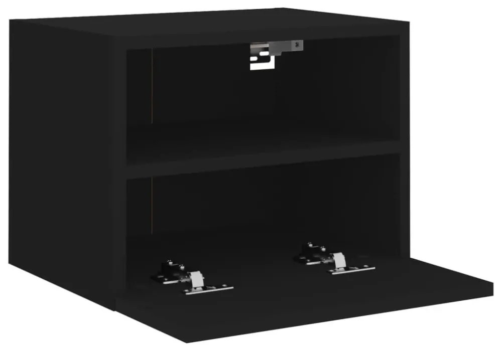 2 db fekete szerelt fa fali TV-szekrény 40 x 30 x 30 cm