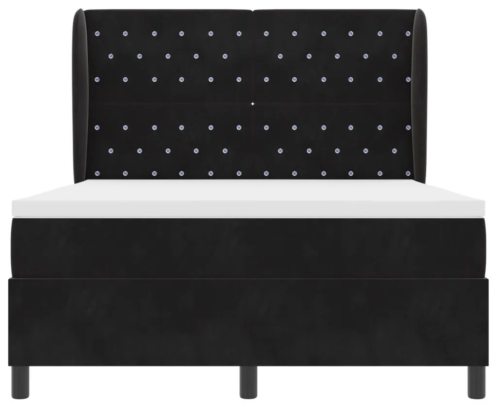 Boxspring Ágy Matrac nélkül Fekete 140x200 cm Bársony
