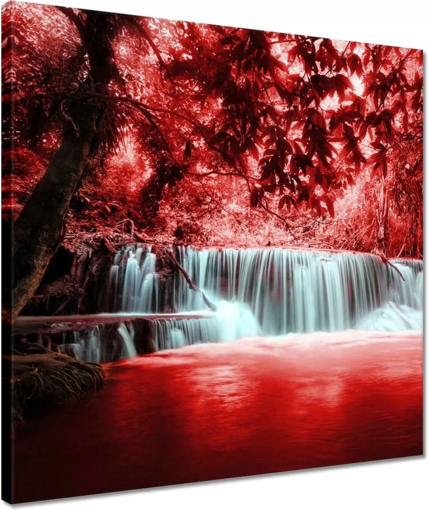 Vászonkép 40x40 Vörös vízesés Kaszkád
